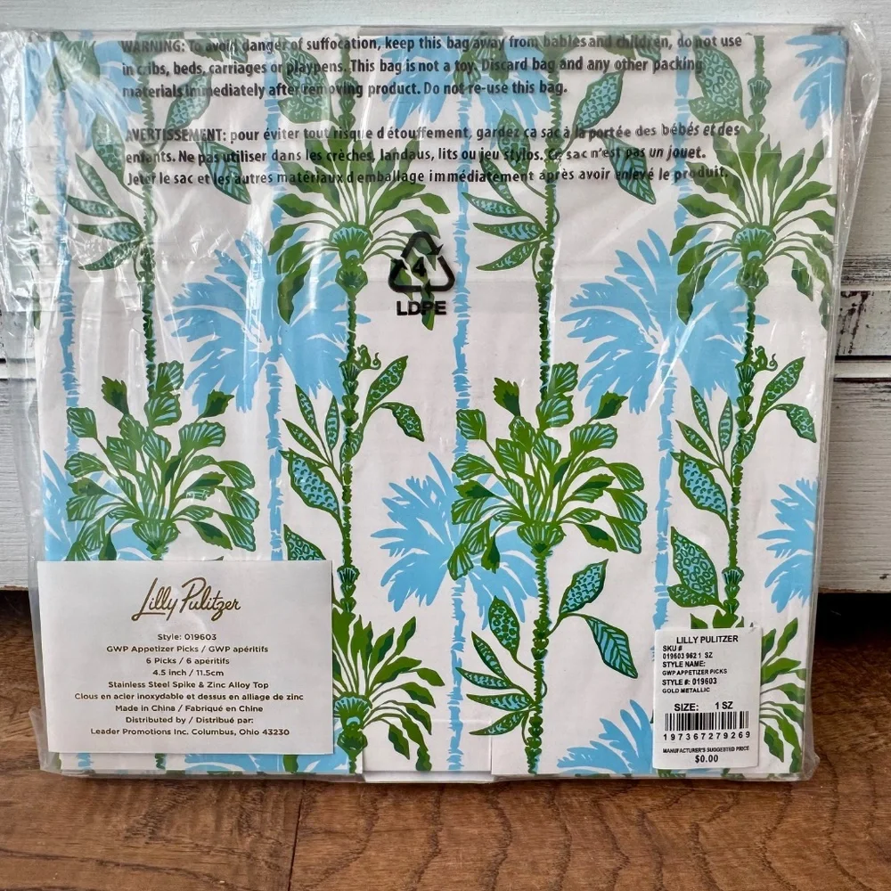 New In Box Lilly Pulitzer Appetizer Picks Palm‎ Beach Pineapple Elephant C